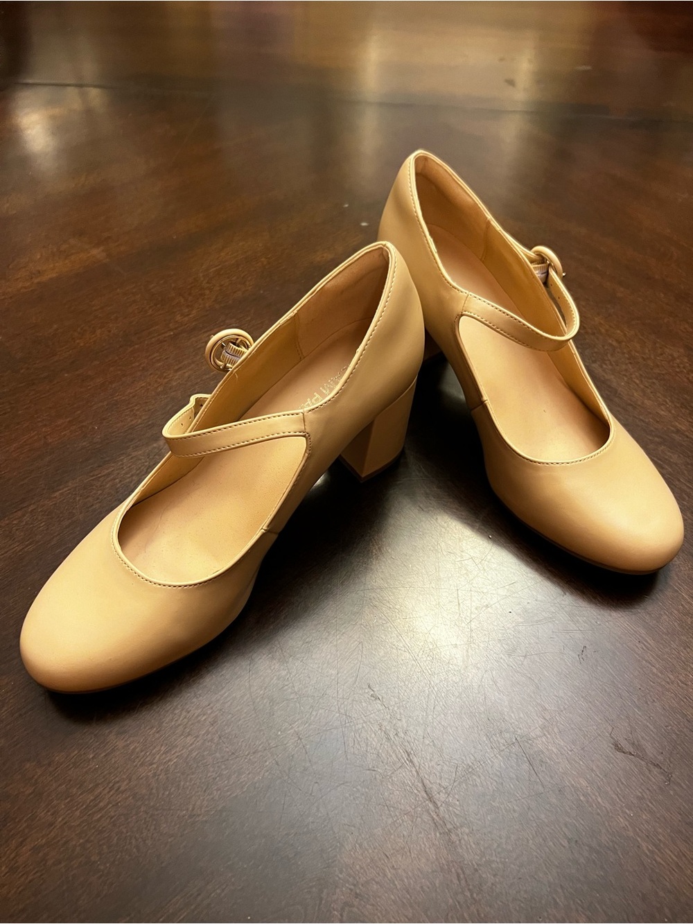 Dream Pairs Nude Mary Jane Block Heel Pumps